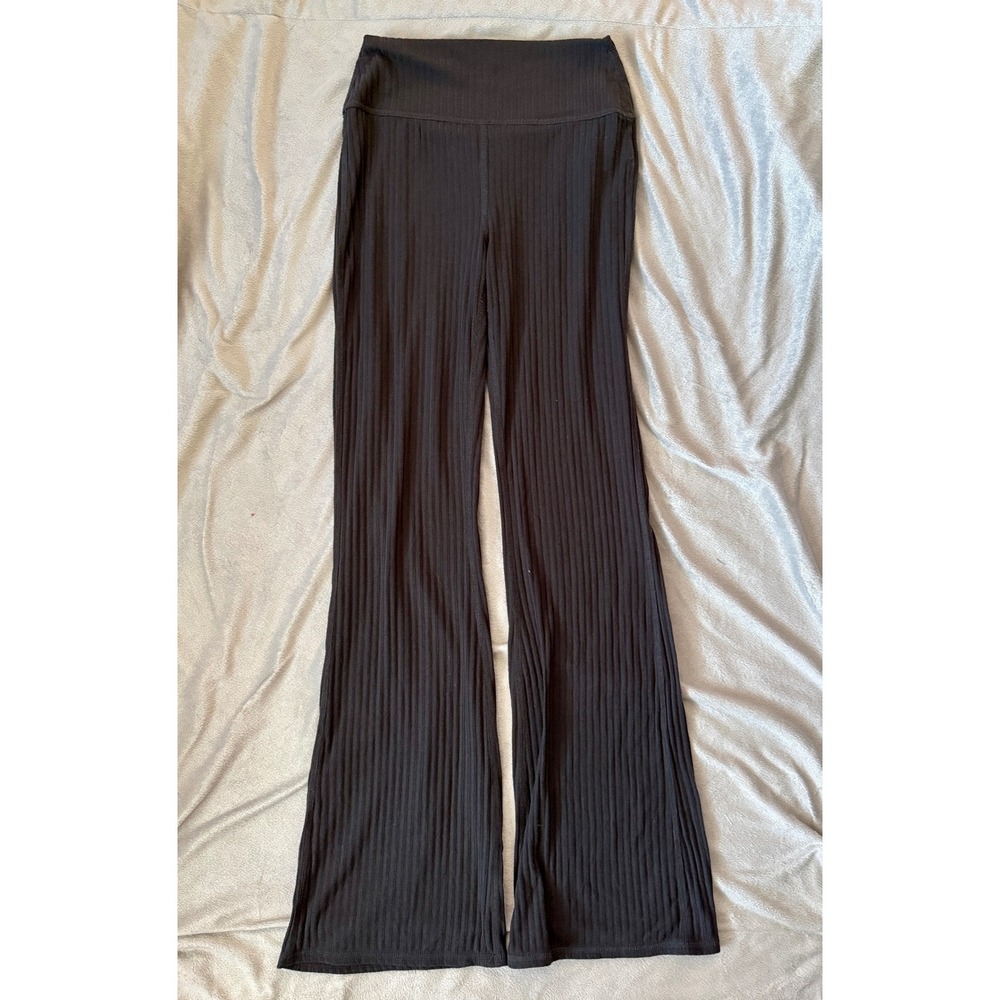 Madewell MWL Ribbed‎ Flare Pants Women XS Black High Waisted Loungewear
